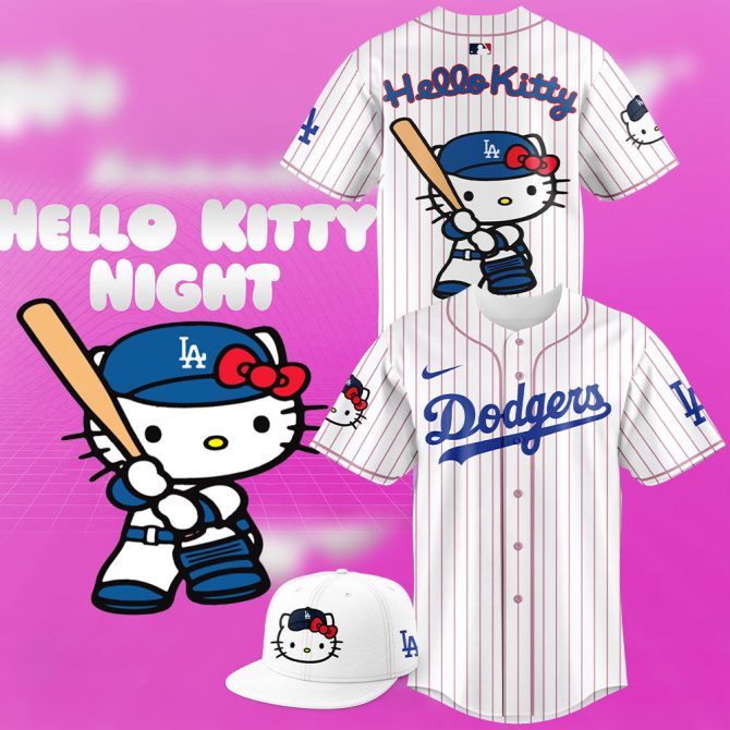 Hello Kitty Dodgers Baseball Jersey & Cap Set - Cute & Stylish Sportswear