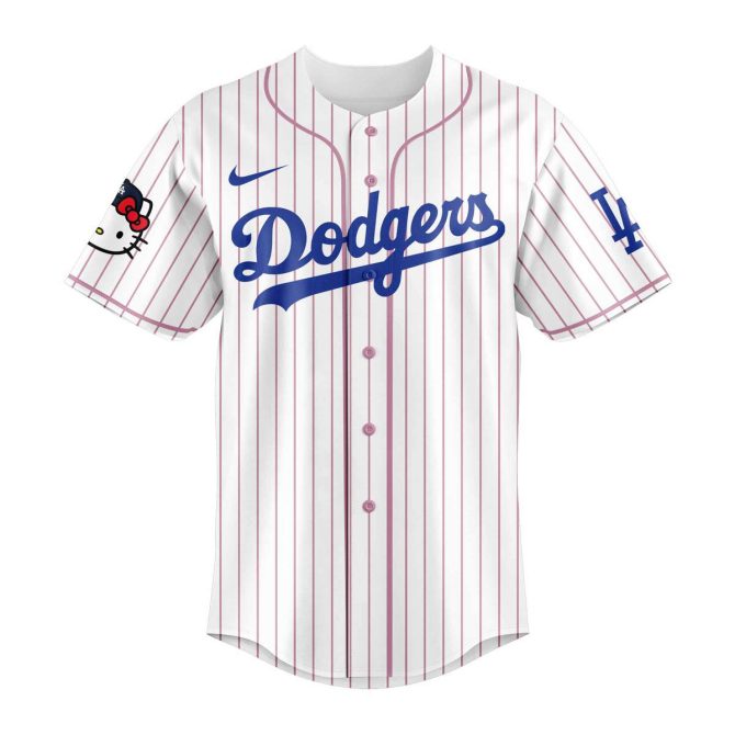 Hello Kitty Dodgers Baseball Jersey & Cap Set - Cute & Stylish Sportswear - Image 2