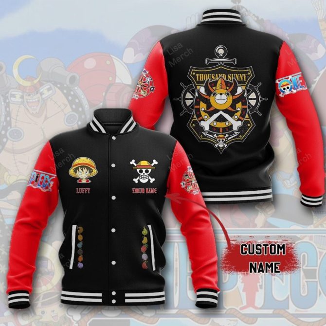 Custom Anime Varsity Jacket - Personalized Name - Iconic Pirate Design - Perfect Gift For Fans