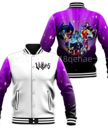 Disney Villains Varsity Jacket - Bold Purple Gradient Design, Perfect For Fans!