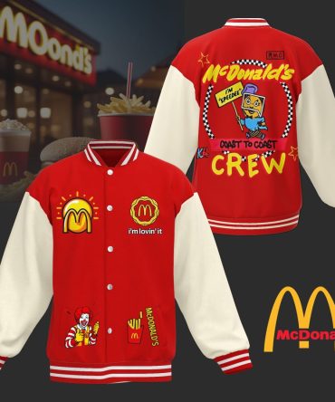 Vintage Mcdonald'S Crew Varsity Jacket - Retro Style, Iconic Red & White Design