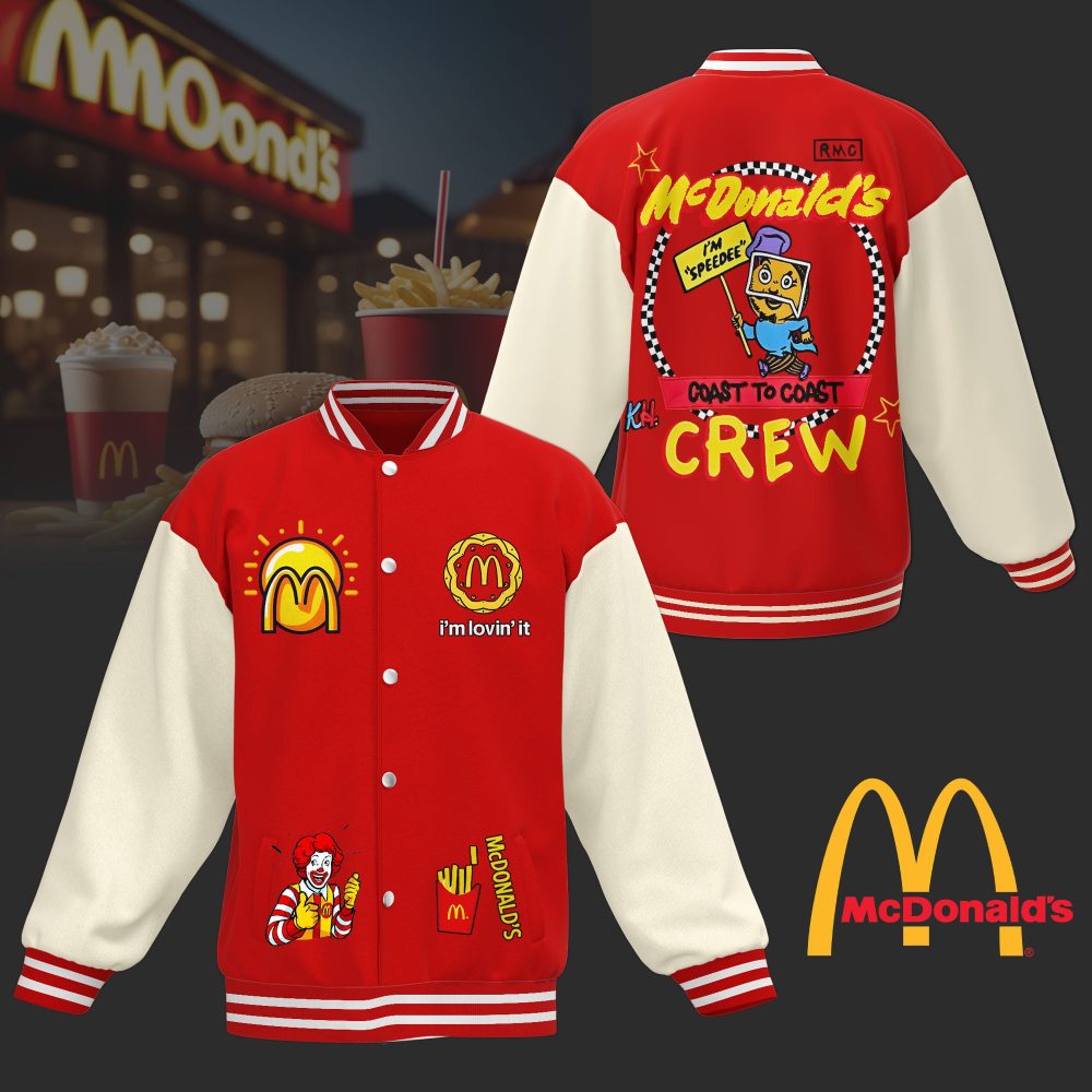 Vintage Mcdonald'S Crew Varsity Jacket - Retro Style, Iconic Red & White Design