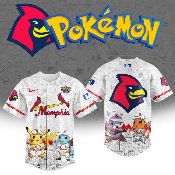 Limited Edition Pokémon Baseball Jersey - Memphis Cardinals Design, Pikachu & Friends!