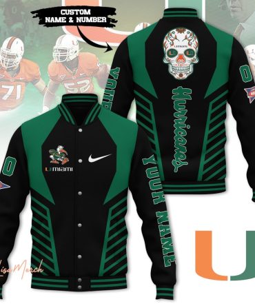 Custom Miami Hurricanes Varsity Jacket – Personalize Name & Number, Stylish & Warm