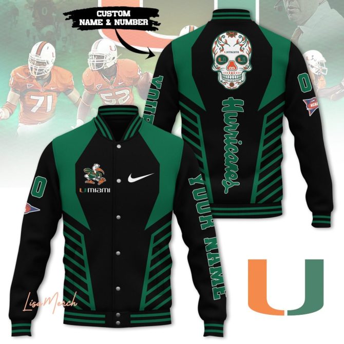 Custom Miami Hurricanes Varsity Jacket – Personalize Name & Number, Stylish & Warm