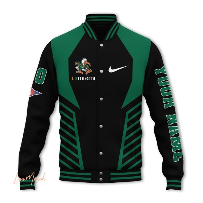 Custom Miami Hurricanes Varsity Jacket – Personalize Name & Number, Stylish & Warm - Image 2