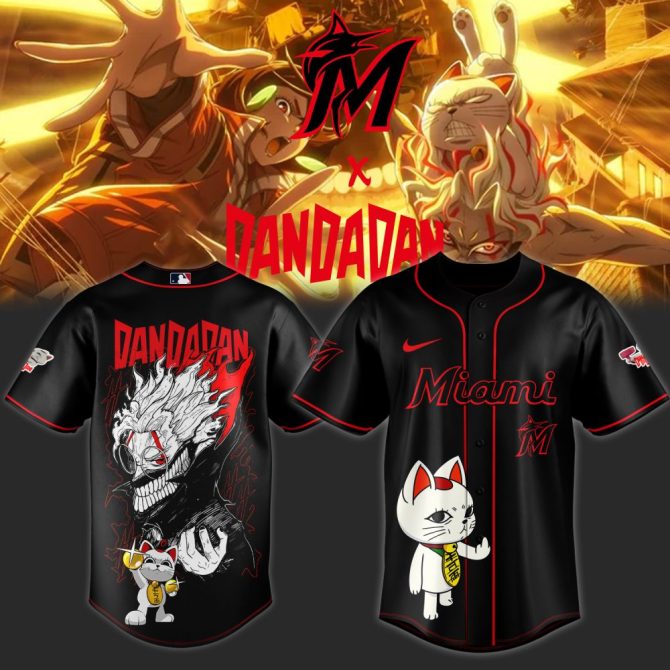 Limited Edition Miami X Dandadan Anime Baseball Jersey – Bold Graphic Design, Perfect For Fans!