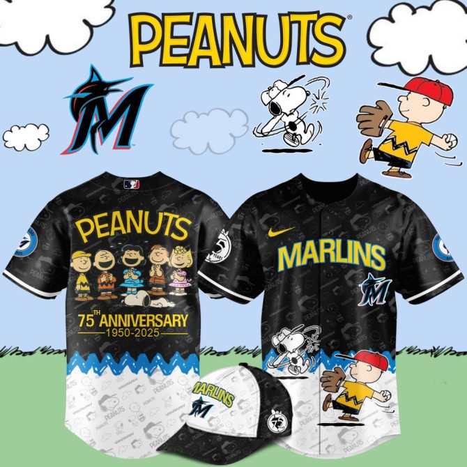 Celebrate With Marlins X Peanuts 75Th Anniversary Jersey & Cap Set - Limited Edition!