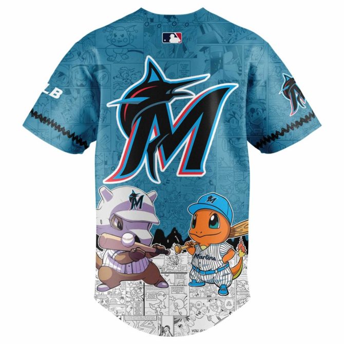 Limited Edition Pokémon X Marlins Jersey – Pikachu & Friends Baseball Gear - Image 3