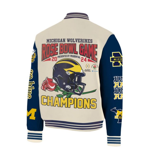 Michigan Wolverines 2024 Rose Bowl Champions Varsity Jacket - Celebrate In Style! - Image 3