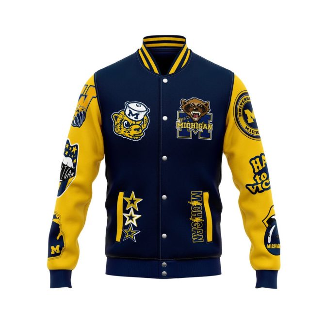 Go Blue! Michigan Varsity Jacket - Hail To The Victors Design, Unisex S-Xxl - Image 2