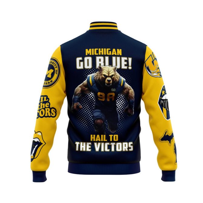 Go Blue! Michigan Varsity Jacket - Hail To The Victors Design, Unisex S-Xxl - Image 3