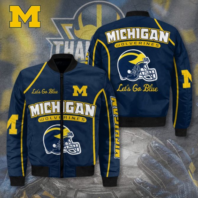 Michigan Wolverines Bomber Jacket - Let'S Go Blue! Official Team Gear, Perfect For Fans
