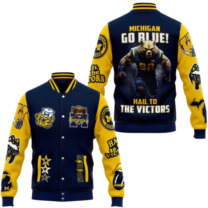 Go Blue! Michigan Varsity Jacket - Hail To The Victors Design, Unisex S-Xxl