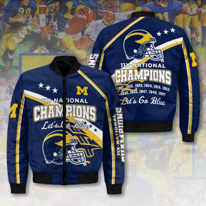 Michigan Champions Bomber Jacket - 11X National Titles - Let'S Go Blue!