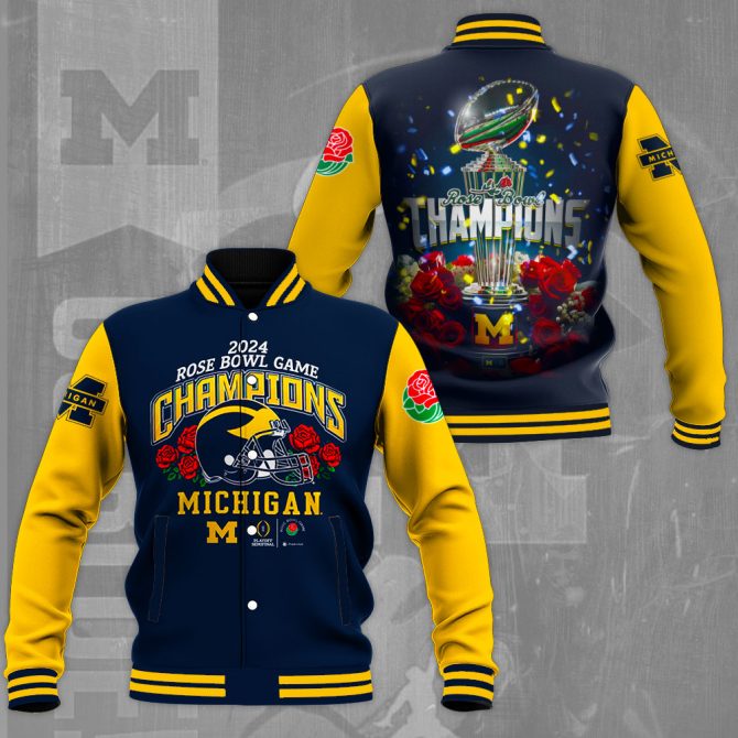 2024 Rose Bowl Champions Jacket - Michigan Varsity Style, Celebrate Victory Now!