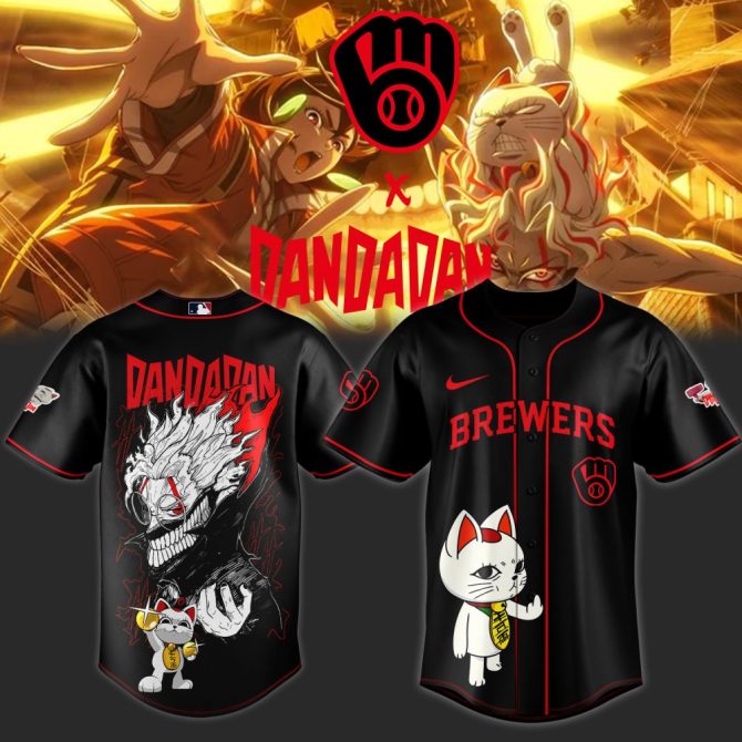 Limited Edition Dandadan X Brewers Anime Jersey – Bold Black Design, Perfect For Fans & Collectors!