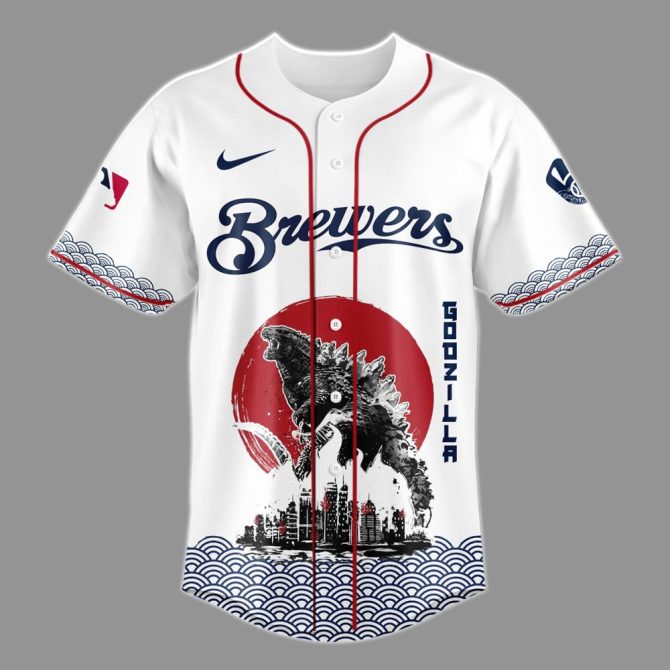 Limited Edition Godzilla X Brewers Jersey – Unique Design For Fans! - Image 2