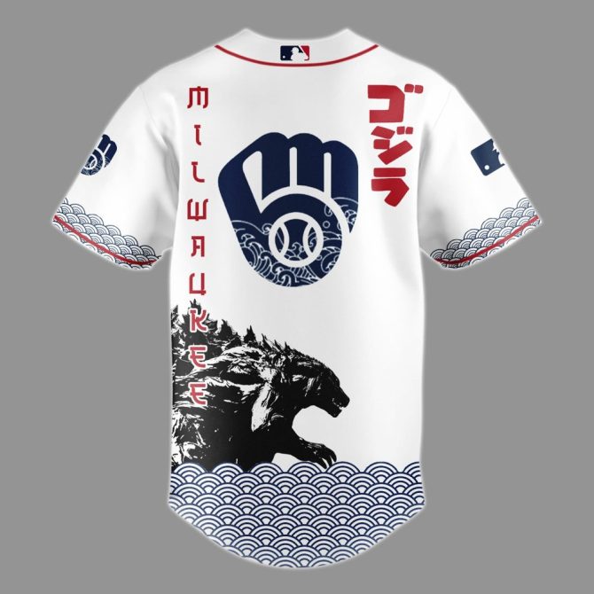 Limited Edition Godzilla X Brewers Jersey – Unique Design For Fans! - Image 3