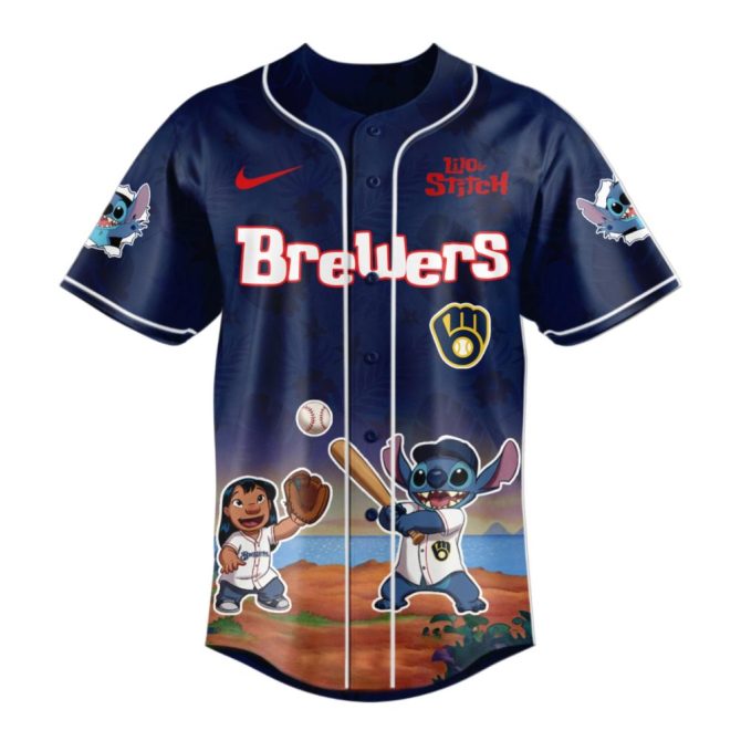Limited Edition Lilo & Stitch X Mlb Brewers Jersey – Perfect For Fans & Collectors! - Image 2
