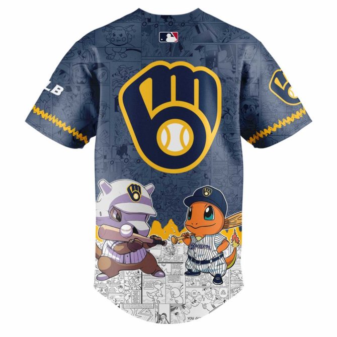 Limited Edition Pokémon Brewers Baseball Jersey – Pikachu & Friends Design - Image 3