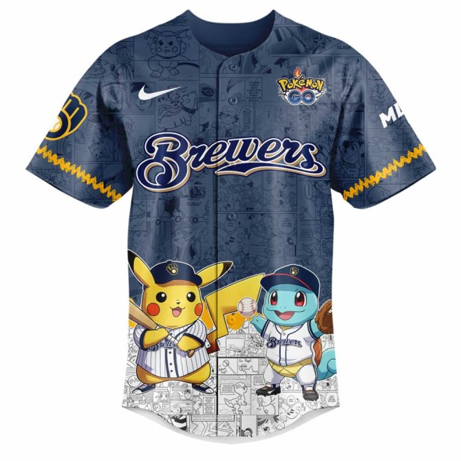 Limited Edition Pokémon Brewers Baseball Jersey – Pikachu & Friends Design - Image 2