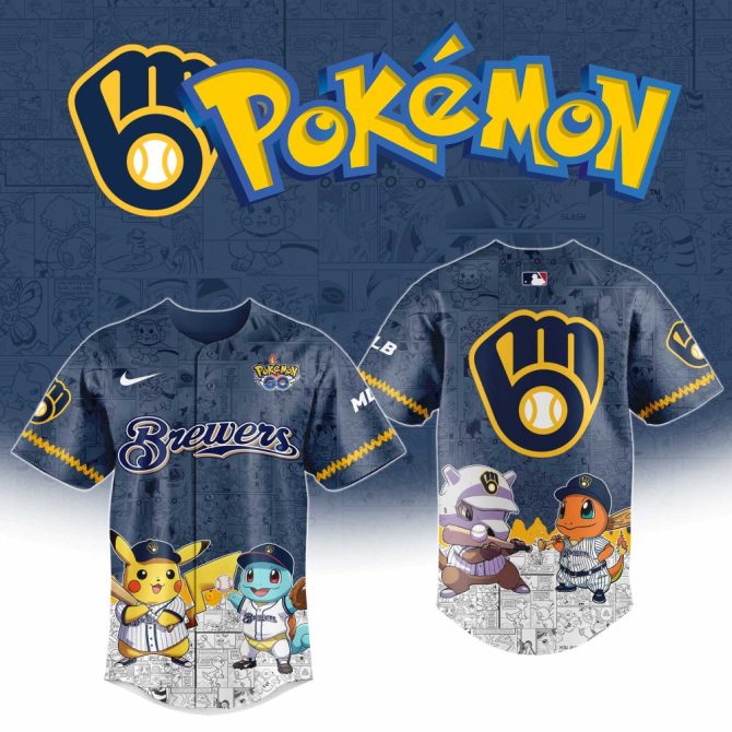 Limited Edition Pokémon Brewers Baseball Jersey – Pikachu & Friends Design