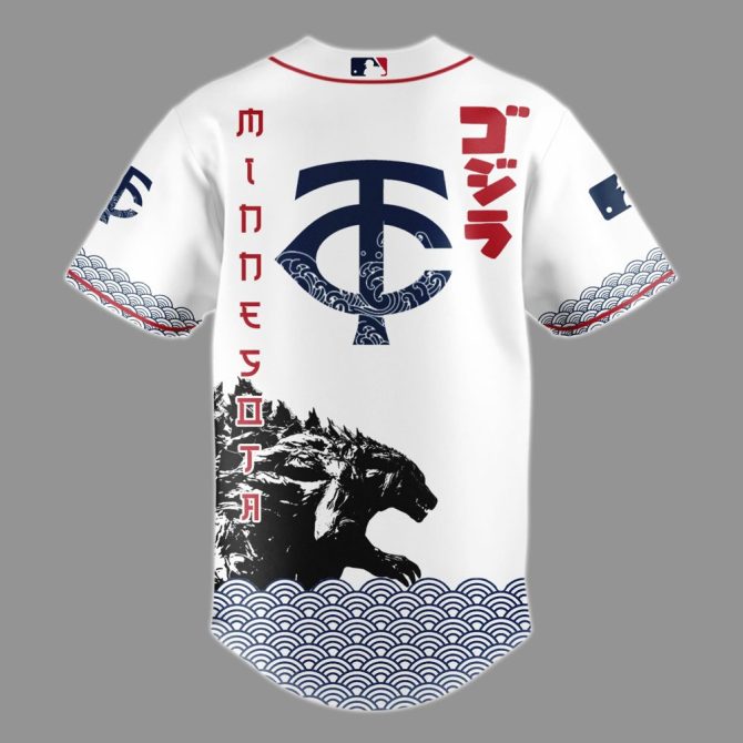 Limited Edition Godzilla X Twins Baseball Jersey - Unique Design, Perfect Gift! - Image 3