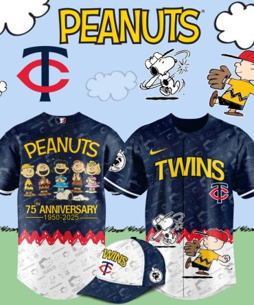 Celebrate Peanuts 75Th Anniversary With Twins Baseball Jersey & Cap Set - Limited Edition