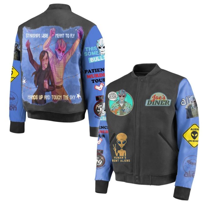 Alien Theme Bomber Jacket - Unique Graphic Design, Stylish & Fun Outerwear