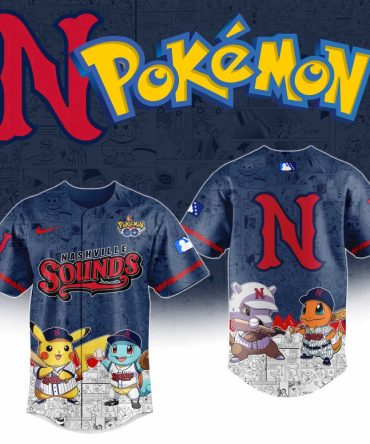 Limited Edition Pokémon X Nashville Sounds Baseball Jersey – Pikachu, Squirtle, Charmander Design
