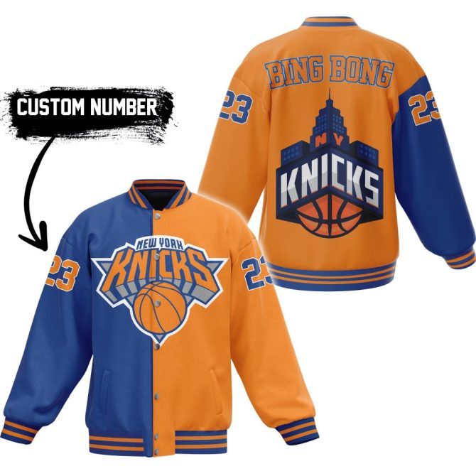 Customizable Ny Knicks Varsity Jacket - Personalized Number & Stylish Design