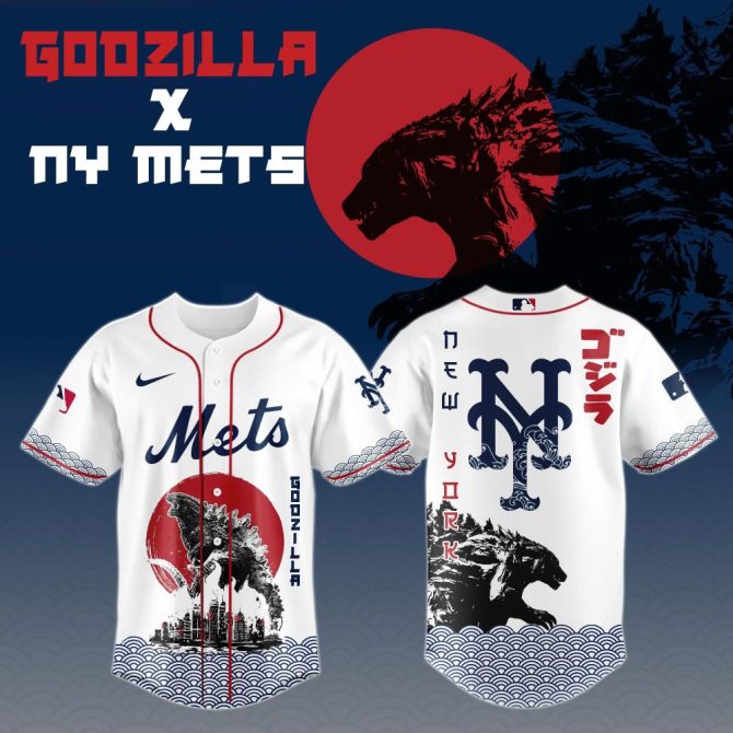 Limited Edition Godzilla X Ny Mets Baseball Jersey – Iconic Collaboration Gear