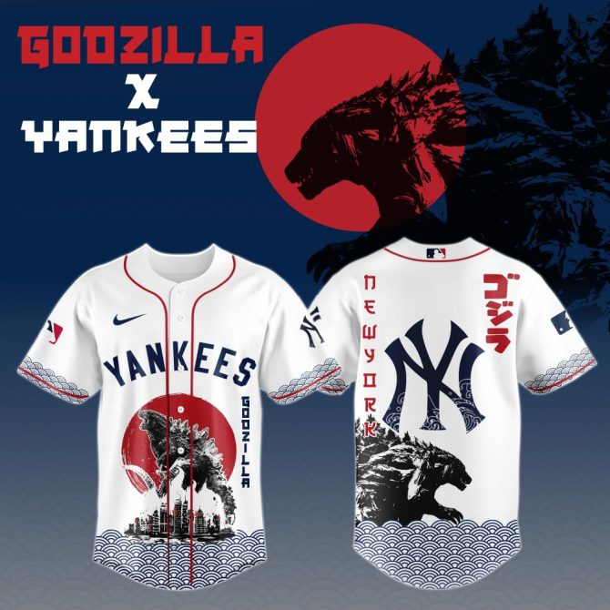 Limited Edition Godzilla X Yankees Baseball Jersey - Unique Design, Perfect Gift!