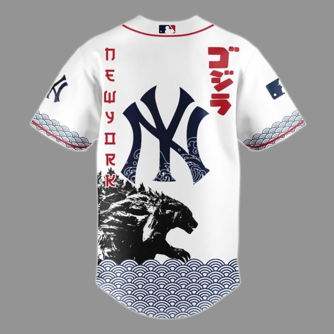 Limited Edition Godzilla X Yankees Baseball Jersey - Unique Design, Perfect Gift! - Image 3