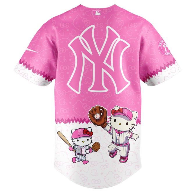 Hello Kitty X Mlb Yankees Pink Jersey & Cap Set - Cute Baseball Style - Image 3