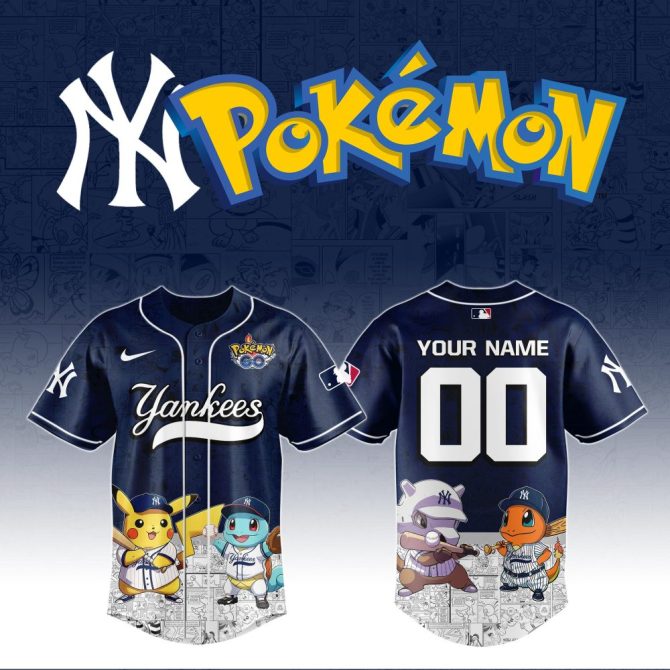 Custom Yankees Pokémon Baseball Jersey - Personalized Name & Number - Limited Edition Fan Gear!