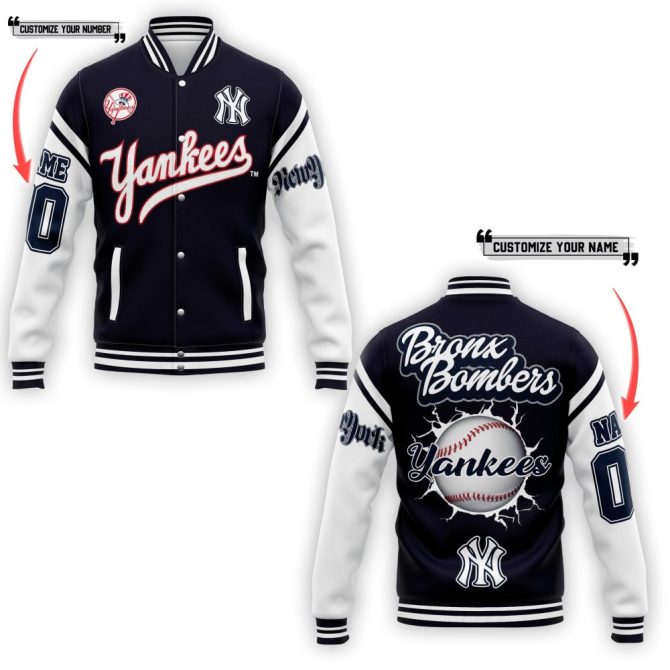 Customizable Yankees Varsity Jacket – Personalize Your Name & Number, Perfect Gift For Fans!