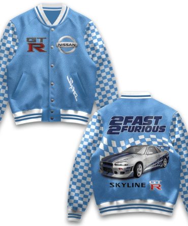 Limited Edition Nissan Gt-R Skyline Jacket - 2 Fast 2 Furious Style, Blue Checkered Design