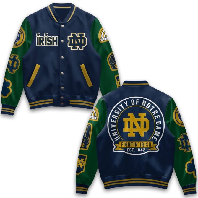 Notre Dame Fighting Irish Varsity Jacket - Vintage Style, Perfect For Fans & Collectors!