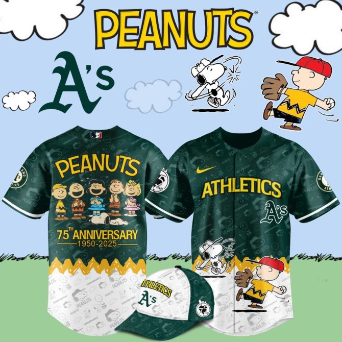Celebrate With Peanuts 75Th Anniversary Athletics Jersey & Cap Set – Limited Edition!