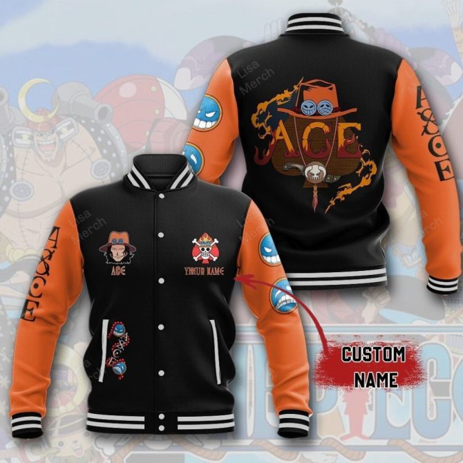 Custom Name Anime Varsity Jacket - Personalized Ace Design, Stylish & Unique!