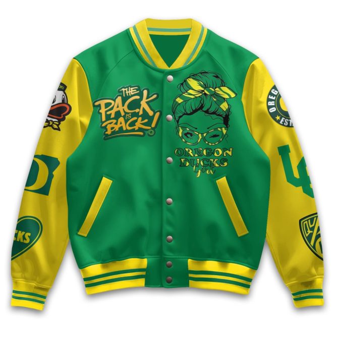 Duck Fans' Dream: Stylish Oregon Ducks Varsity Jacket - Women'S Football Love - Image 2