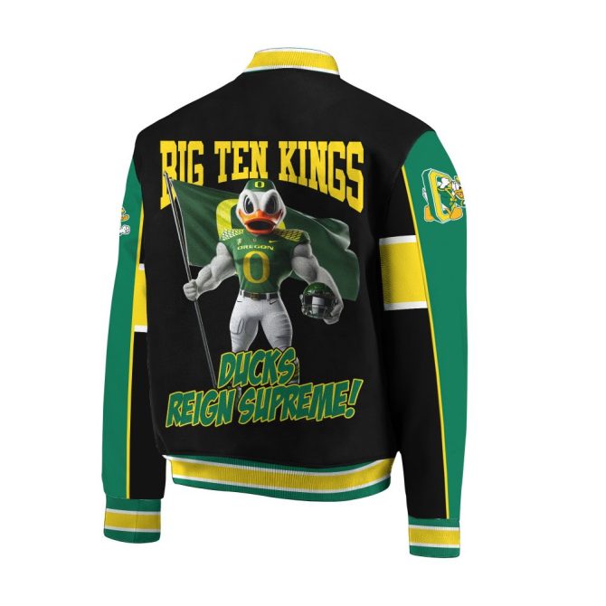 Custom Oregon Ducks Varsity Jacket – Big Ten Kings Design, Personalized Name - Image 4