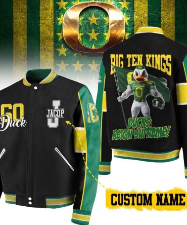 Custom Oregon Ducks Varsity Jacket – Big Ten Kings Design, Personalized Name