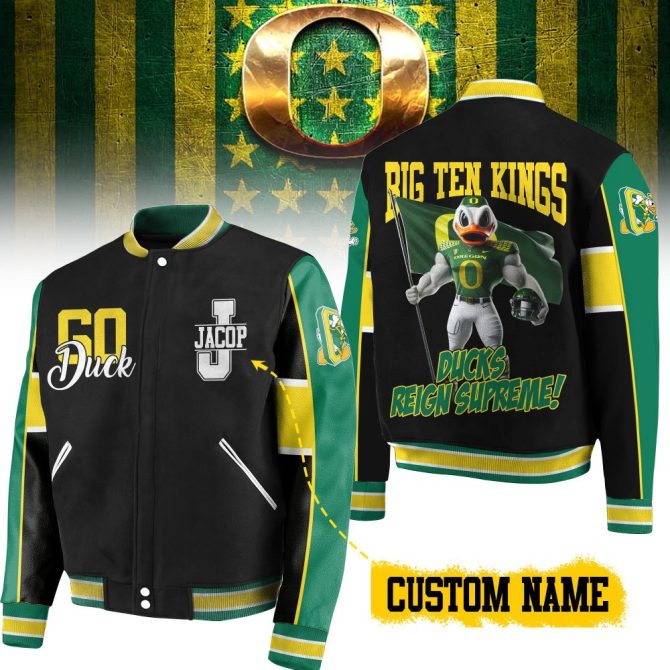 Custom Oregon Ducks Varsity Jacket – Big Ten Kings Design, Personalized Name