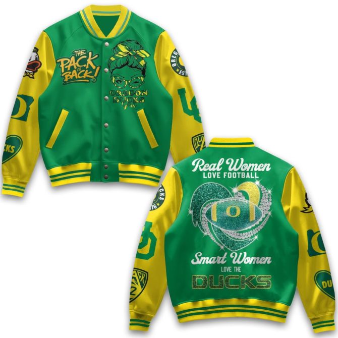 Duck Fans' Dream: Stylish Oregon Ducks Varsity Jacket - Women'S Football Love