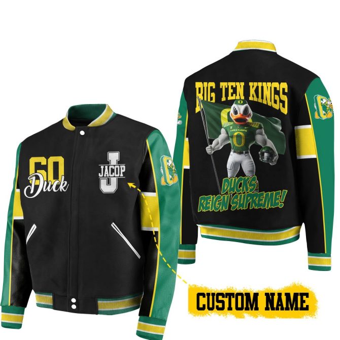 Custom Oregon Ducks Varsity Jacket – Big Ten Kings Design, Personalized Name - Image 2