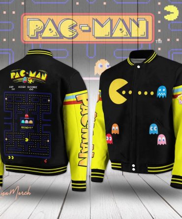 Retro Pac-Man Varsity Jacket - Iconic Arcade Game Design, Unisex, Limited Edition