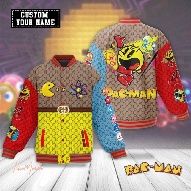Customizable Pac-Man Retro Bomber Jacket – Vintage Arcade Style, Personalize Your Name!